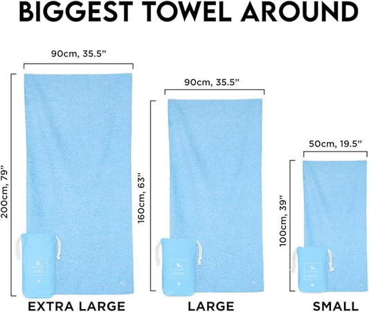 Dock & Bay Customized Beach Towel - Quick Dry, Sand Free - Compact, Lightweight - 100% Recycled - Includes Bag - Essential - Lagoon Blue - Large