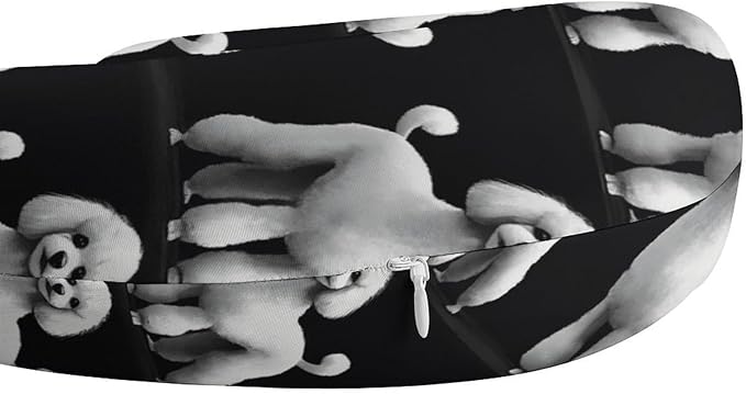 Breathable U-Shaped Neck Pillow Memory Foam Travel, Poodles in Grey and White U-Shape, Machine Washable Support Home Office