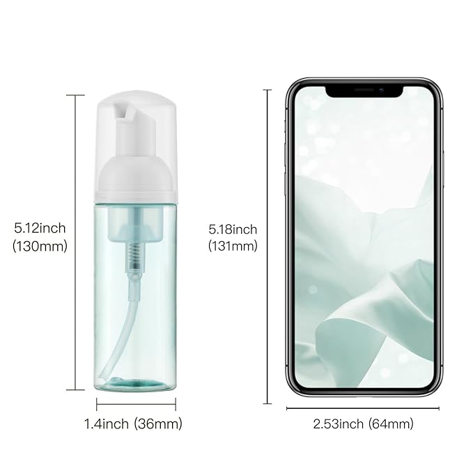 Foam Bottles, 2oz Foaming Pump Dispensers, Empty Travel Soap Mousse Bottle for Lash Cleanser, Shampoo (4PCS, 60ml)
