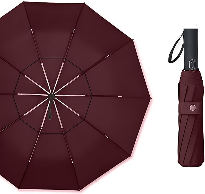 MRTLLOA 49/54/62 Inch Large Folding Golf Umbrella, Oversize Double Canopy Vented 10 Ribs Windproof Compact Travel Umbrellas for Rain