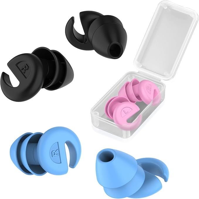 Ear Plugs for Sleeping Noise Cancelling, 38dB Noise Reduction Earplugs, Silicone Reusable Hearing Protection Ear Plug, Waterproof Earplug Suitable for Sleeping, Study, Travel, Concerts (3Pairs)