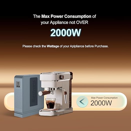 2000W Step Up Transformer 110v to 220v Converter, Heavy Duty Voltage Converter 110v to 220v with Dual Outlets, Overload Protection & Ultra-Quiet Design for Home Appliances, Grey Blue