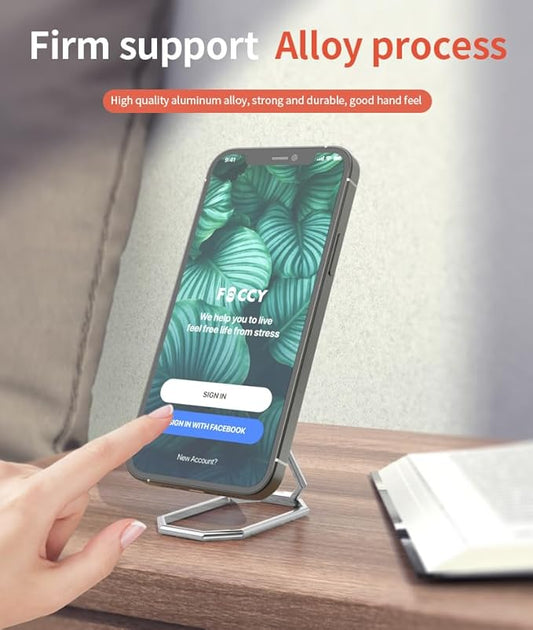 Phone Ring Holder Finger Kickstand Foldable Cell Phone Stand Upgraded 360°Rotation Metal Ring Grip Holder for Magnetic Car Mount Compatible with iPhone iPad Samsung Most Smartphone