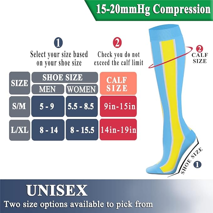 QUXIANG Copper Compression Socks for Women & Men Circulation (8 Pairs) - Best for Running Athletic Cycling - 15-20 mmHg