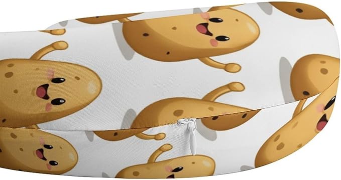 Portable U-Shaped Travel Pillow Memory Foam Neck Rest, I'm A Potato Cute Potatoes U-Shape, Airplane Car Bus Office Chin Support
