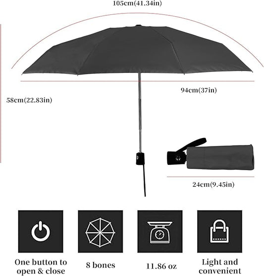 Automatic Mini Travel Umbrellas for Rain/Sun, Small Lightweight Folding Auto Open/Close Windproof Compact Umbrellas for Women Men, Fits Car & Backpack