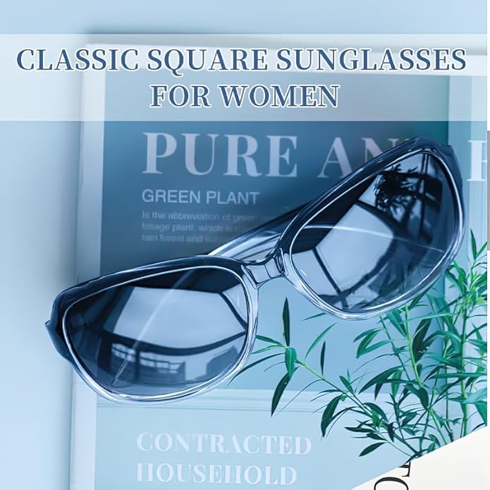 SIPHEW Polarized Sunglasses for Women | Vintage Square Sunglasses w UV400 Protection | Womens Wraparound Shade