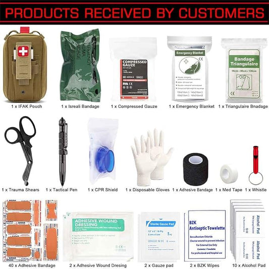 Ifak Trauma Kit, Ifak Med Trauma Kit, Molle Tactical Emergency First Aid Kit Refill Supplies Insert for Duty Belt