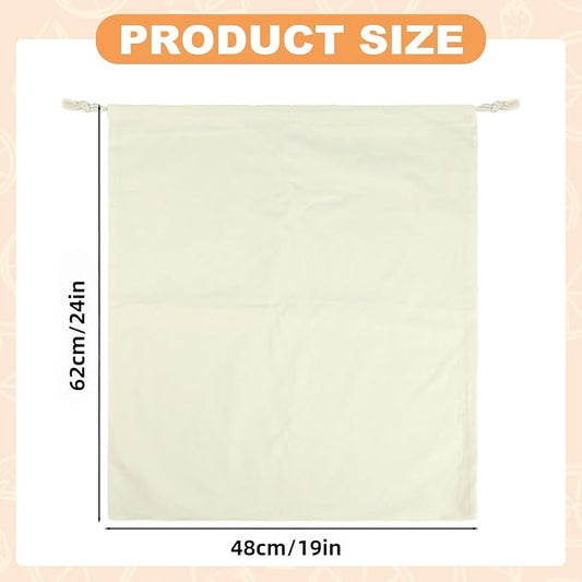 2-Pack Cotton Drawstring Storage Bags - Versatile Organizer for Shoes, Travel & Home, Breathable Fabric, Matching Size Set (19"x24"), Durable Reusable Pouches