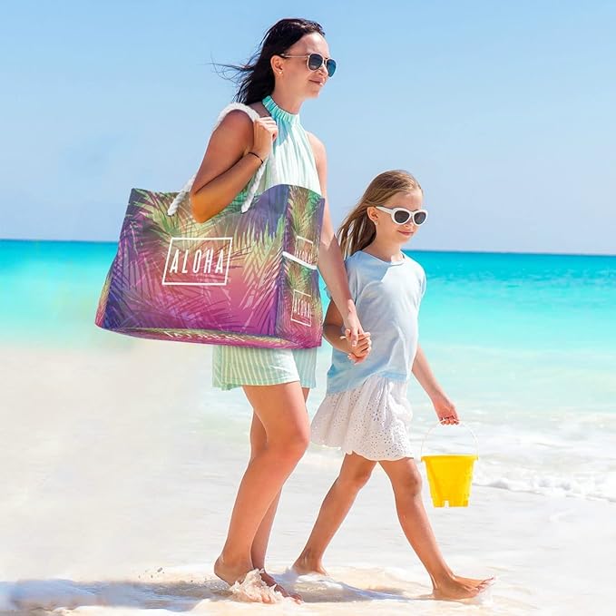 senya Large Beach Shoulder Bags Canvas Tote Water Resistant for Gym Travel Daily