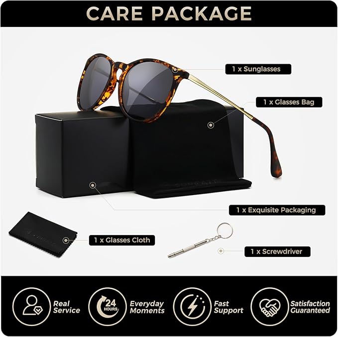 SUNGAIT Premium Vintage Round Sunglasses for Women Men Classic Retro Trendy Style