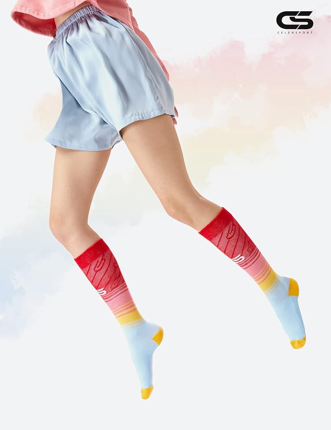 CS CELERSPORT 3 Pairs Compression Socks for Men and Women 20-30mmHg Running Athletic Support Socks