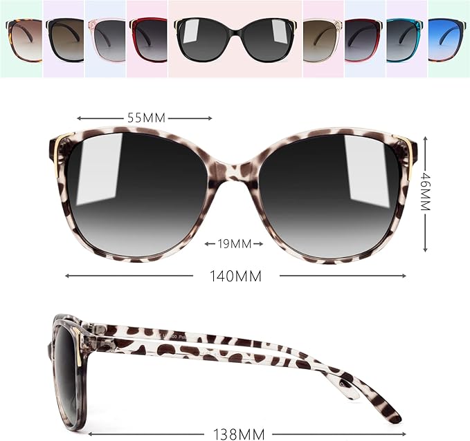 Face Shadow Polarized Sunglasses for Women, Cat Eye Sunglasses for Small Face Ladies Ultralight UV400 Protection