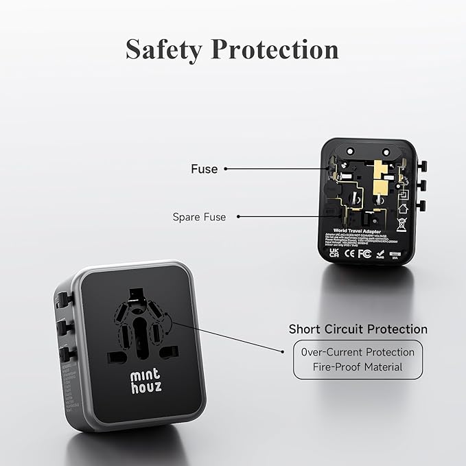 Minthouz Universal Travel Adapter, International 35W Power Adapter GaN PD Fast Charger with 2 USB-C PD & 2 USB-A Ports, All-in-One Portable AC Worldwide Power Converter Plug for USA EU UK AUS and More