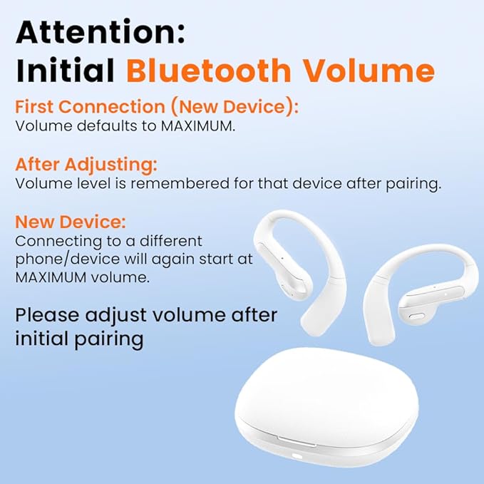 Open Ear Bluetooth 5.3 Earbuds, Wireless Headphones Sport Over Earphones Built-in Mic with Ear Hooks, 58H Playtime Ear Buds Fast Charging, IPX7 Waterproof for Running/Workout-White
