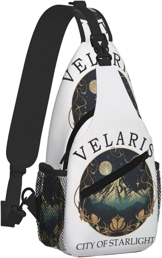Velaris The City Of Starlight - The Night Court Fantasy Aesthetic Crossbody Bag Trendy Sling Bag Bakpack Casual Chest Bags Daypack For Hiking Walking Travel Running(1)