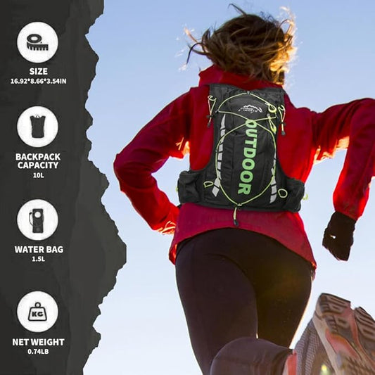 Hydration Pack Backpack,IX INOXTO Running Hydration Vest with 1.5L ( 50 oz) Water Bladder for Men Women,Lightweight Water Backpack for Hiking Cycling Climbing Camping