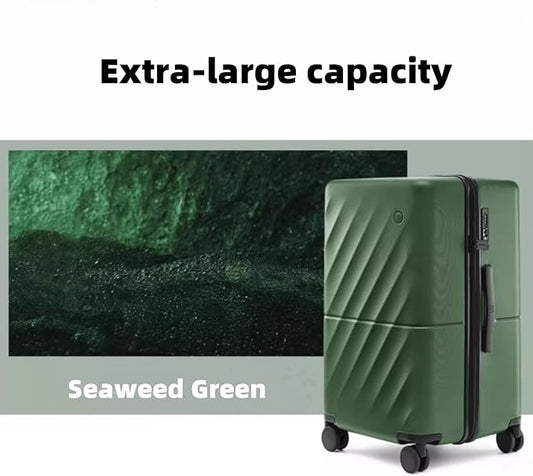 NINETYGO Trunk Luggage 24 Inch, Medium Checked Luggage with Double Spinner Wheels, Anti-Burst Zipper, Hard Case PC Suitcase, Lightweight Travel Luggage, TSA Approved (Seaweed Green, Hudson)