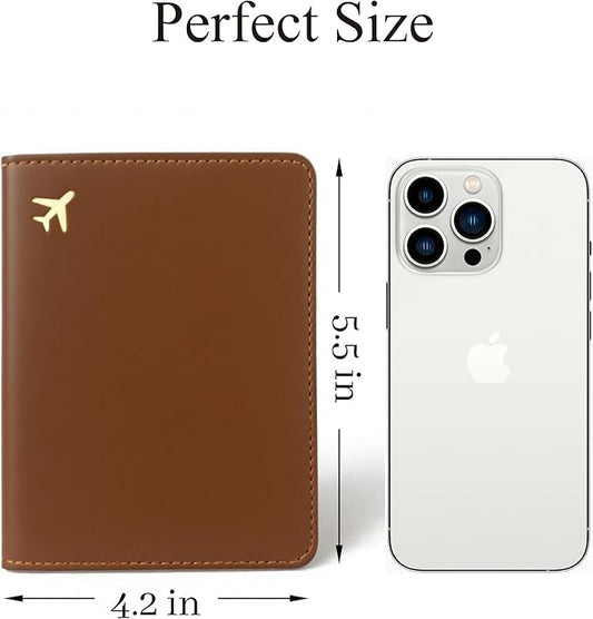 PU Leather Passport Holder Covers Case, Waterproof Rfid Blocking Travel Wallet Passport Holder(Espresso Brown)