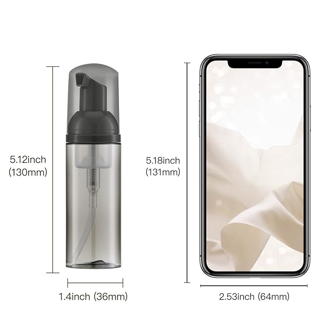 2oz Foam Bottle (10PCS) Empty Foaming Pump Dispenser for Hand Soap, Lash Cleanser, Shampoo to Travel (60ml, Black)