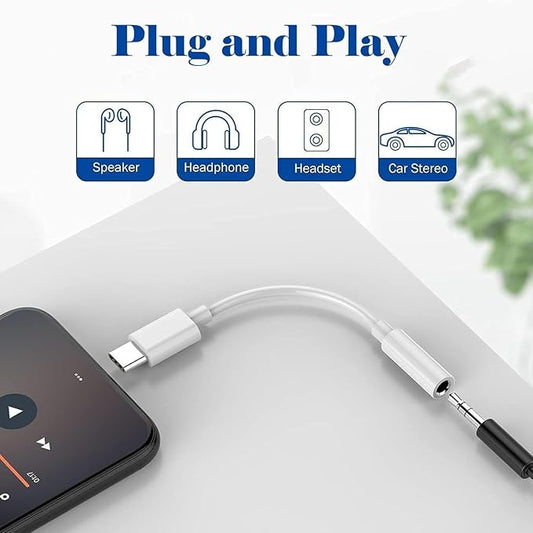 USB-C to 3.5mm Audio Adapter – Headphone Jack Adapter for iPhone 16/16 Pro/15/15 Pro/Pro Max/Plus, Type-C Aux Dongle Cable Compatible with iPad, MacBook, Galaxy S24/S23/S22/S21 Ultra