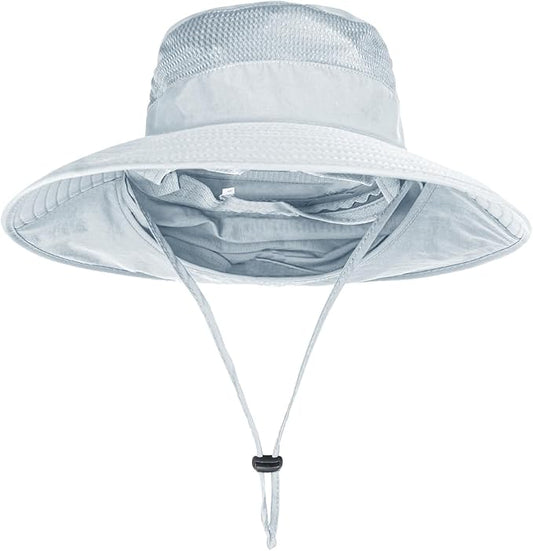 Sun Hats for Men Women Fishing Hat UPF 50+ Breathable Wide Brim Bucket Hats Summer UV Protection Safari Hat with Neck Flap