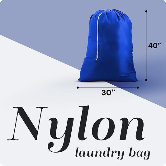 Nylon XL Laundry Bag - Locking Drawstring Closure, Machine Washable, These Large Bags Will Fit a Laundry Basket and Strong Enough to Carry up to Two Loads of Clothes (Royal Blue | 30" x 40")