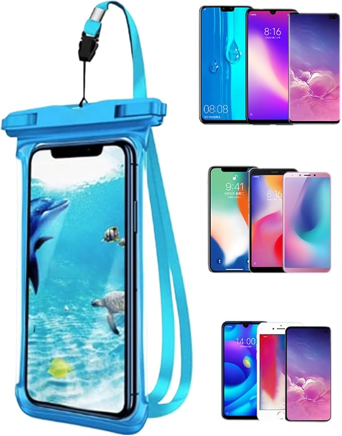 Waterproof Phone Pouch – Clear Floating Touchscreen Bag for Travel Vacation Hiking Cruise Swimming Snorkeling Kayaking, and Outdoor Activities, Lightweight Dustproof Protective. 6.8-Inch