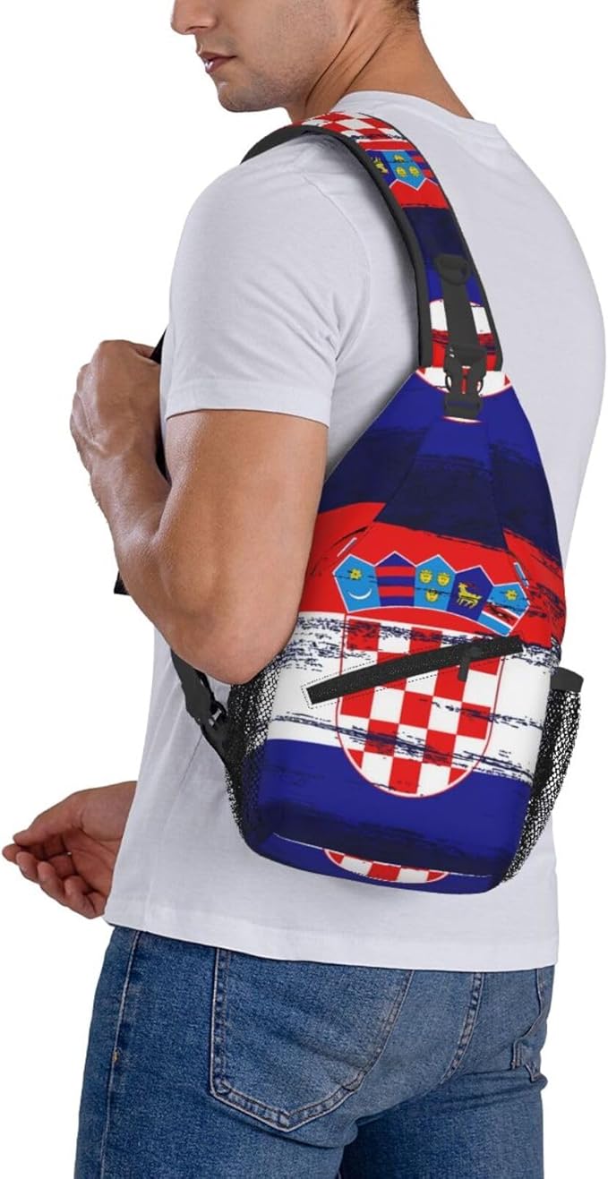 Croatia Flag Sling Bag Multipurpose Crossbody Sling Backpack Travel Cycling Hiking Shoulder Bag For Women Men