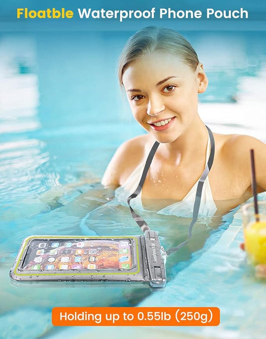 IP68 Waterproof Phone Pouch, Floating Waterproof Phone Case for iPhone 16 15 Pro Max Galaxy S24+ S23 Pixel 8 Pro with Detachable Lanyard, Cellphone Dry Bags Beach Vacation Essentials -2 Pack