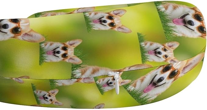 Breathable Memory Foam Travel Pillow U Shaped Chin Head Support Sunglasses Welsh Corgi Puppy, Removable Washable Cover for Airplane Car Office Pain Relief