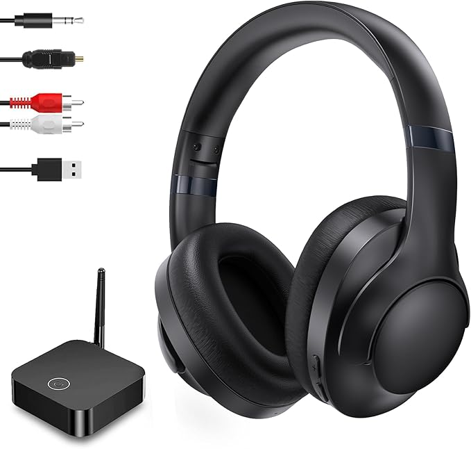 ROSIDA Wireless Headphones for TV, Over-Ear Bluetooth 5.3 TV Headset for Seniors, 196ft Wireless Range Support Optical,AUX, RCA and USB Output,High Volume, Hi-Fi Audio&No Delay,Up to 30 Hours Playtime