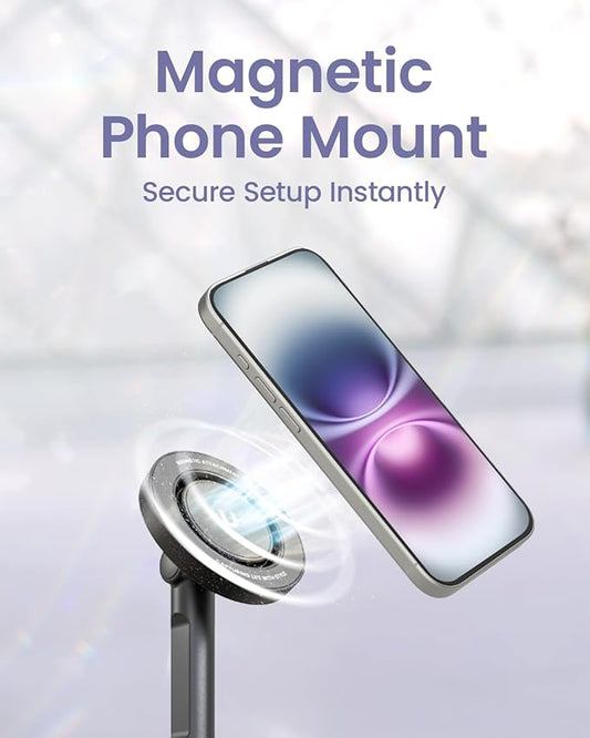 KraftGeek Magnetic Phone Tripod for iPhone MagSafe ā 66'' Automatic Selfie Stick with Remote, Portable Tripod Stand for Video Recording, Travel, Vlogging (Black)