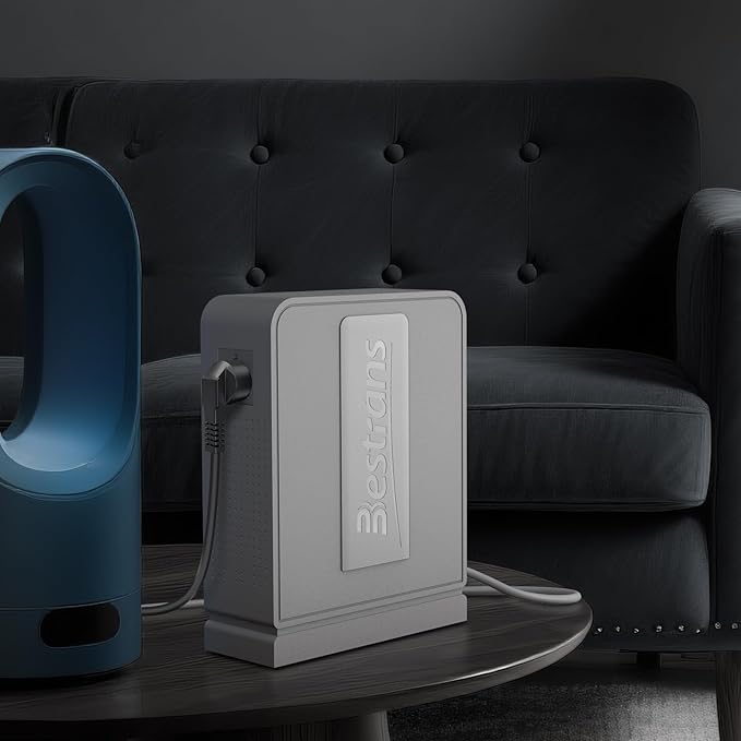 1000W Step Up Transformer 110v to 220v Converter, Heavy Duty Voltage Converter 110v to 220v with Dual Outlets, Overload Protection & Ultra-Quiet Design for Home Appliances, Light Grey