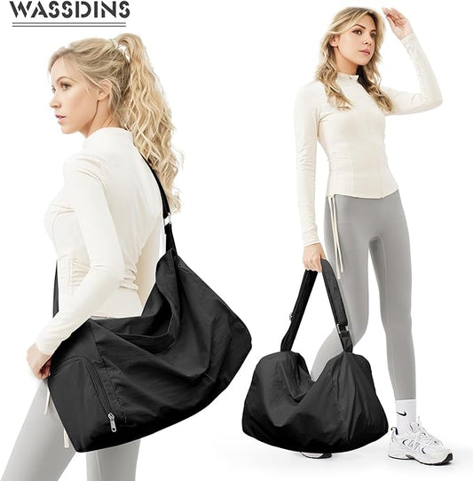 Large Gym Bag with Shoe Compartment, Workout Sport Duffle Bag for Women Travel, Waterproof Shoulder Overnight Bags Lightweight Carry on Tote Bags for Swim, Yoga, Dance