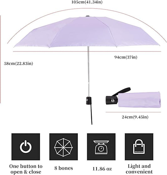 Automatic Mini Travel Umbrellas for Rain/Sun, Small Lightweight Folding Auto Open/Close Windproof Compact Umbrellas for Women Men, Fits Car & Backpack