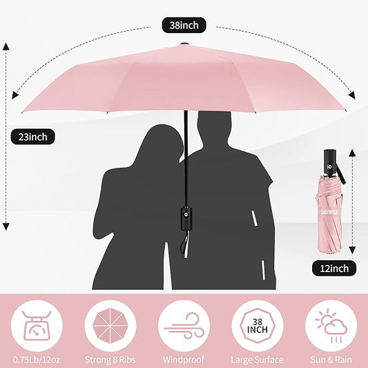 Seniny Windproof Travel Umbrella, Automatic Umbrellas for Rain, Portable & Compact Umbrellas for Backpack, Strong UV for Protection, Folding Small Sun Umbrella for Car, Walking