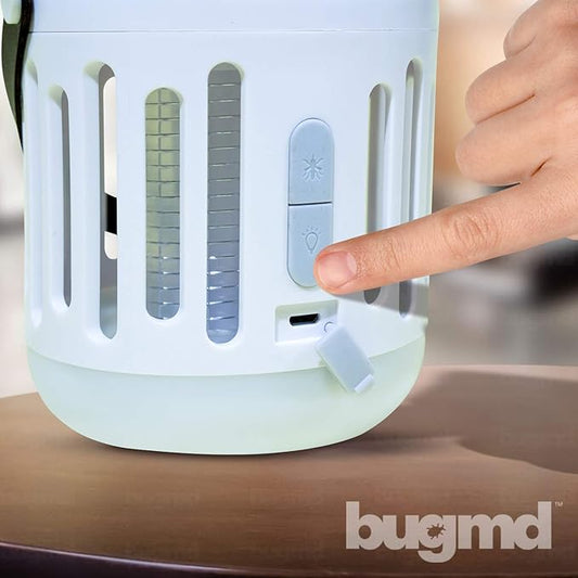BugMD Zap Trap, Battery or USB Powered 2-in-1 Lamp and Bug Zapper with UV and LED Light, Portable Light for Indoor Spaces