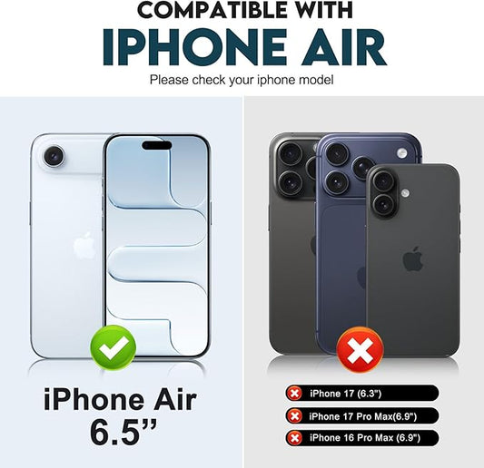 CIVICASE for iPhone 17 Air Wallet Case,PU Leather Flip Case RFID Blocking Credit Card Holder Folio Magnetic Stand TPU Shockproof Cover Compatible with iPhone 17 Air, Black Blue