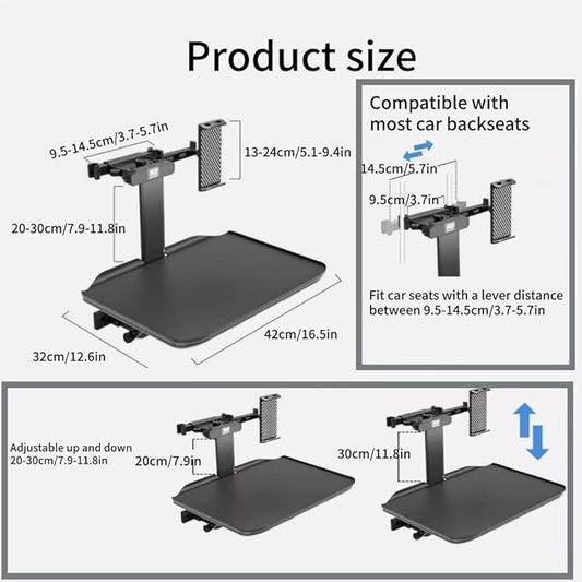 KDENMX Folding Car Back Seat Table with Phone Holder, Multi-Functional Car Seat Tray for Eating, Work, Study, Road Trip Essentials