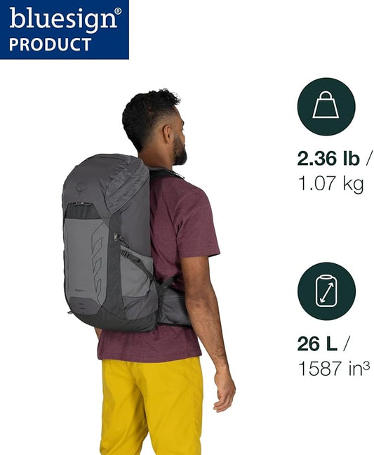 Osprey Talon 26L Men's Lightweight Hiking Backpack - Daypack for Travel & Camping, Black/Coal Grey