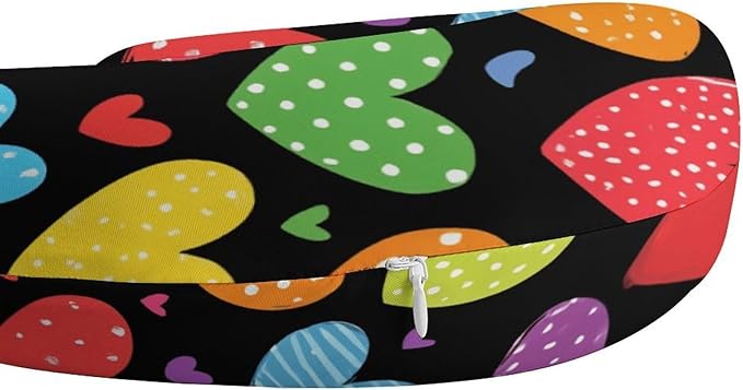 Soft Polyester Travel Neck Pillow, LGBT Pride Rainbow Hearts U-Shaped, Cervical Support Compact for Bus Airplane Rest, Machine Washable Breathable Design