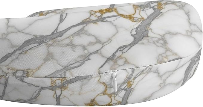 Kids Washable U-Shaped Travel Pillow Neck Support, Chic Golden White Marble U-Shape, Airplane Car Nap Chin Cushion