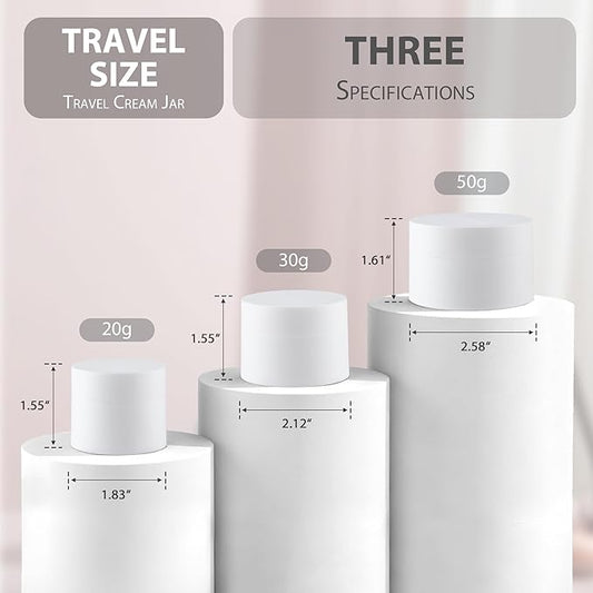 Travel Size Containers, Small Plastic Containers with Lids, 20 Gram Travel Container for Creams, Lotion, Toiletries, Makeup (2PCS Black and 2PCS White Plastic Jars)