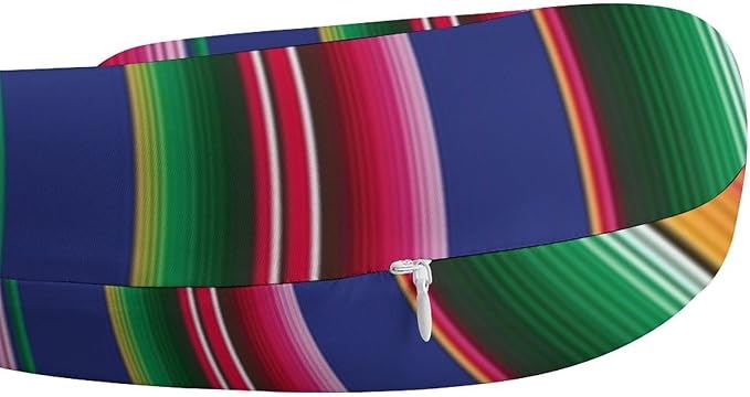 Luxury Memory Foam U-Shaped Neck Pillow Travel Support, Novel Colorful Mexican Blanket Stripes U-Shape, Removable Breathable Cover Home Office