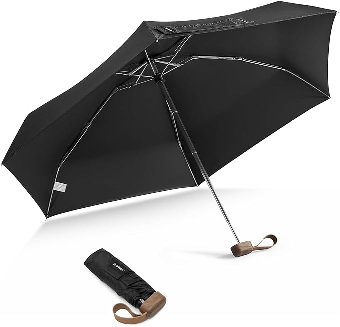 G4Free Mini Travel Folding Umbrella for Purse, Compact UPF 50+ UV Protection Sun & Rain Small Umbrella, Lightweight Portable Parasol Fits in Pocket, Wallet for Women Men(Carbon black)