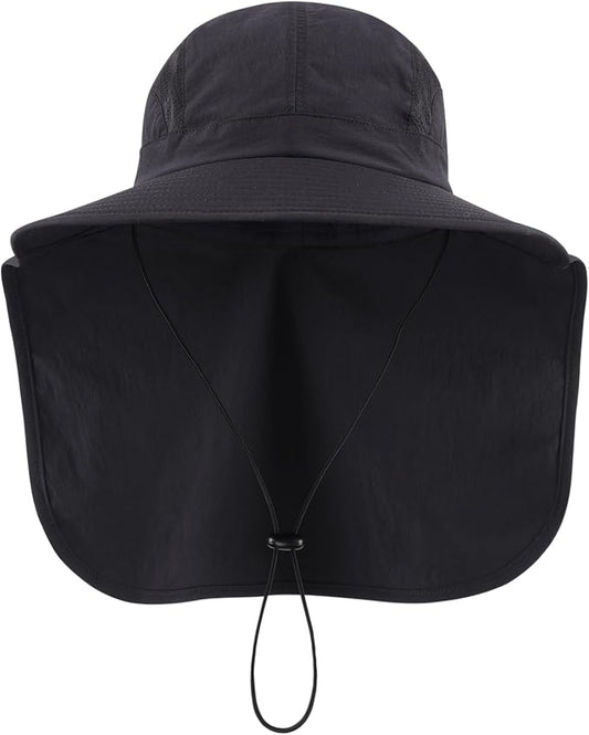 Home Prefer UPF 50+ Sun Hats for Men Women Wide Brim Fishing Hat with Neck Flap UV Protection Sunblock Safari Bucket Hat