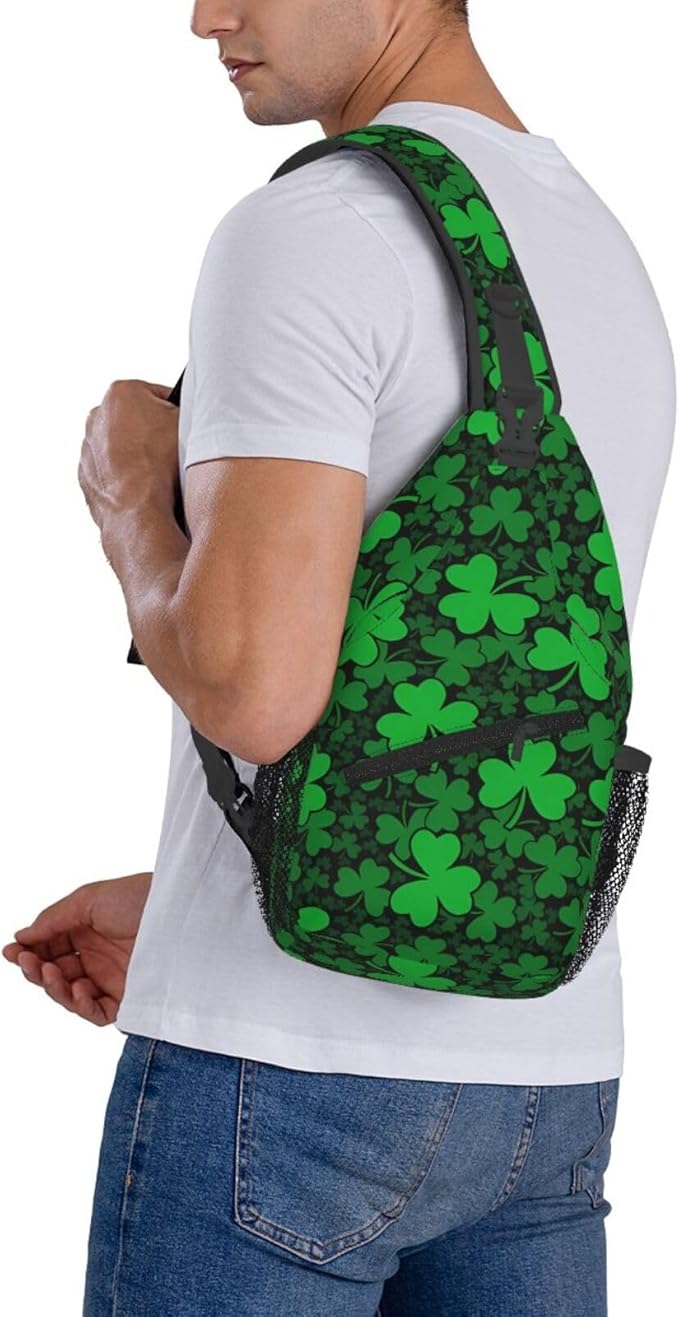 QFXUYNG St. Patrick's Day Adult Sling Bag Unisex Chest Bags Crossbody Backpack Casual Daypacks Shoulder Bag for Women Men Cycling Hiking Travel