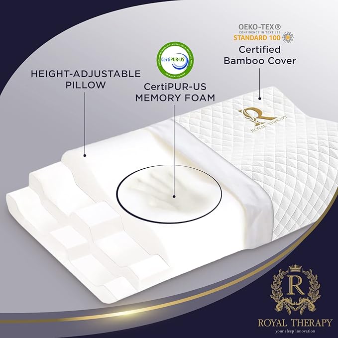 Memory Foam Pillow, King Cervical Pillow for Neck Pain, Contour Pillow, Neck and Shoulder Pain, Side Sleeper, Back and Stomach Sleeper