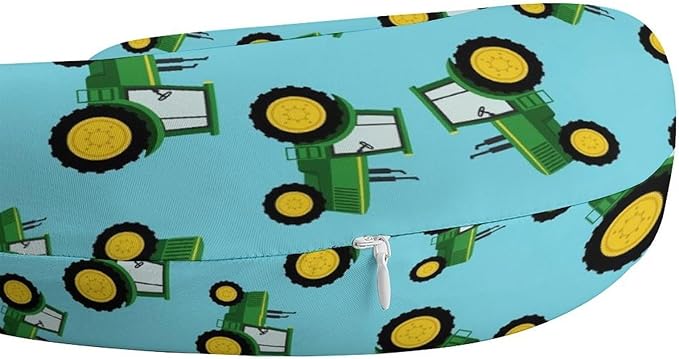 Breathable U-Shaped Neck Pillow Memory Foam Travel, Green Toy Tractors U-Shape, Machine Washable Support Home Office